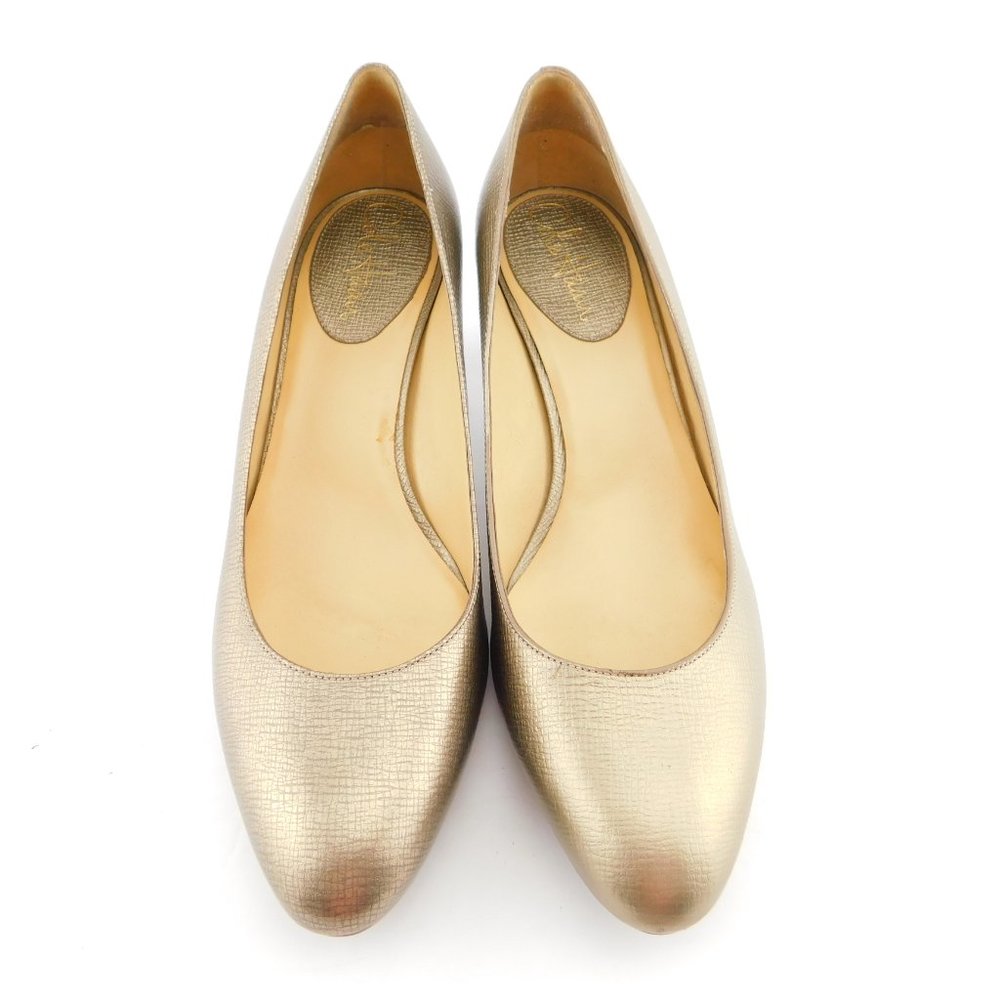 COLE HAAN Nike Air Gold Shimmer Metallic Leather Heel Pumps 8